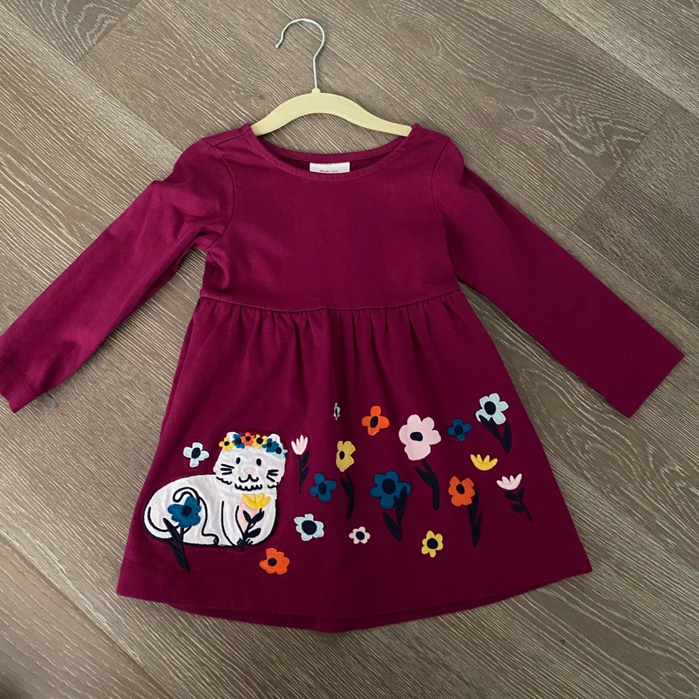 Hanna Andersson Cat appliqué dress Sz 3